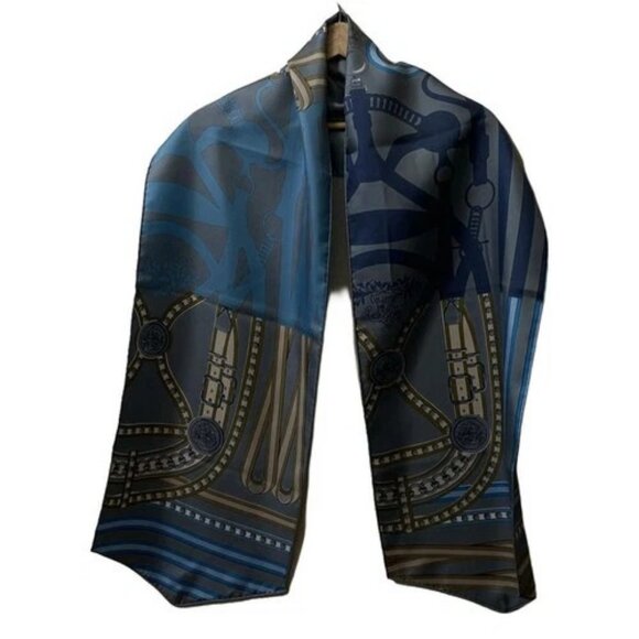 HERMES Accessories - HERMES - Gray Navy Multi Scarf